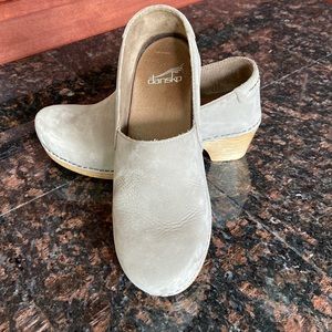 Dansko Taupe Suede Clogs Size 37